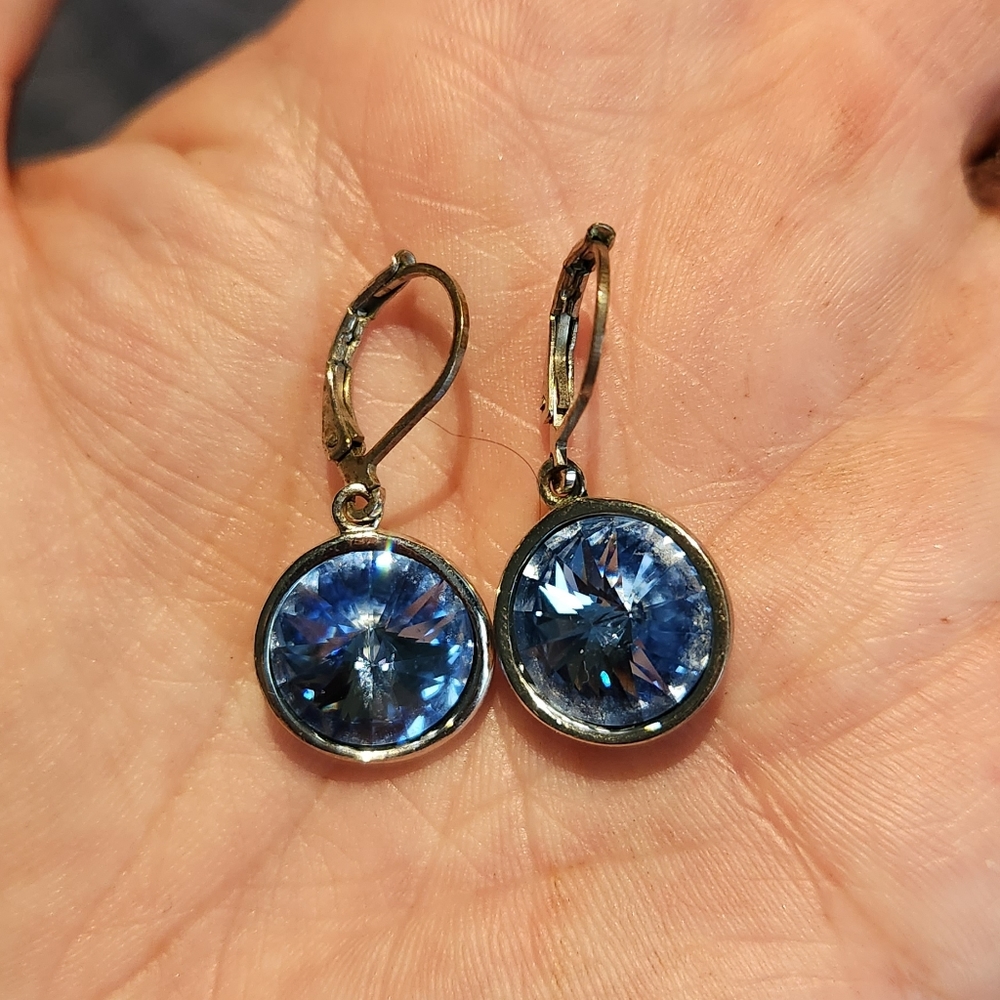 Blue Wire Drop Earrings